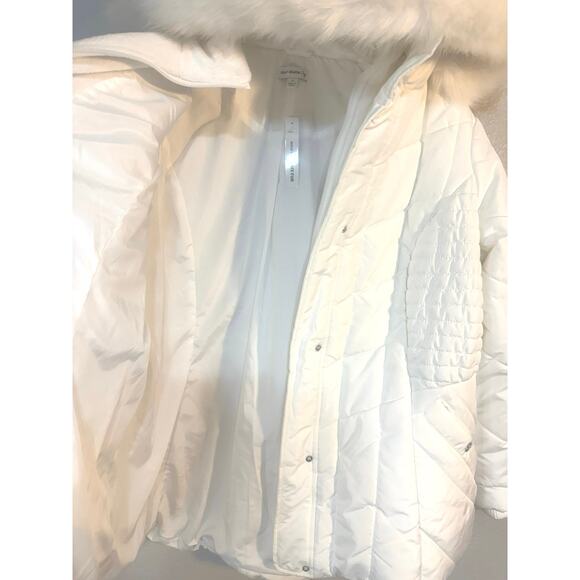 Susan Graver 1X Womens Winter Coat Jacket White Faux Fur Hood Quilted Puffer NWT - Picture 8 of 8